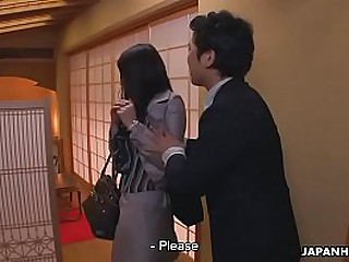 Japanese secretary is used by her boss at along to restaurant